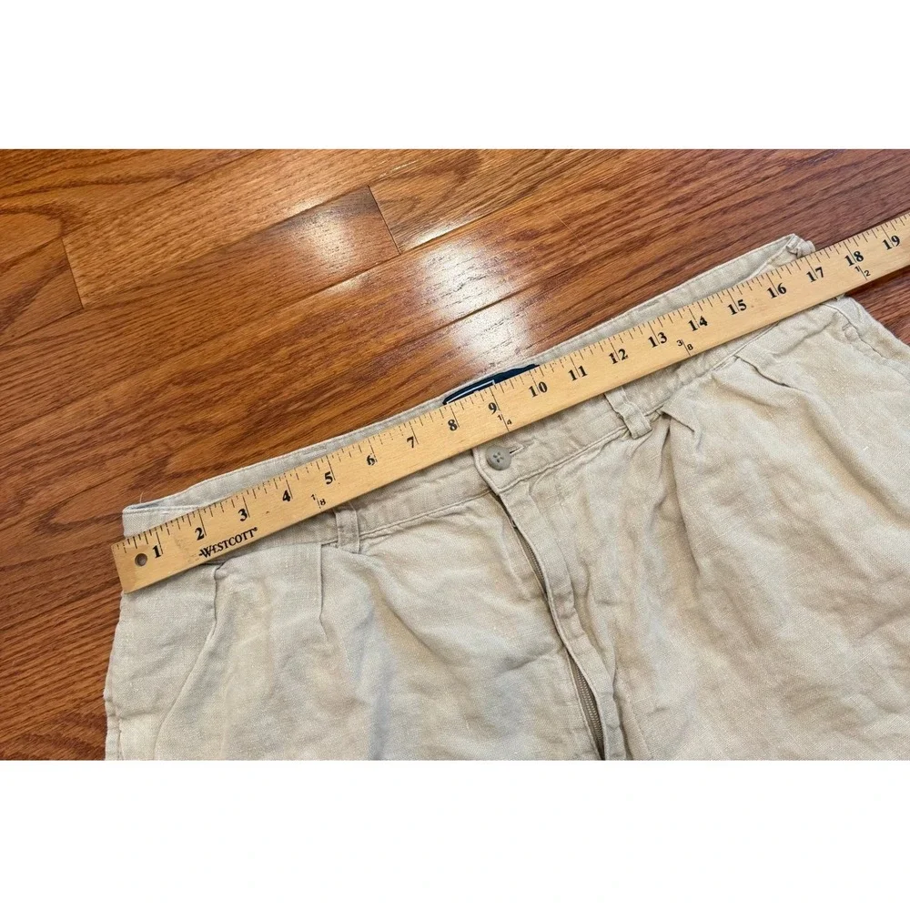 Vintage Polo Ralph Lauren 100% Linen Tyler Shorts Fits Mens 35 Pleated Khaki 7